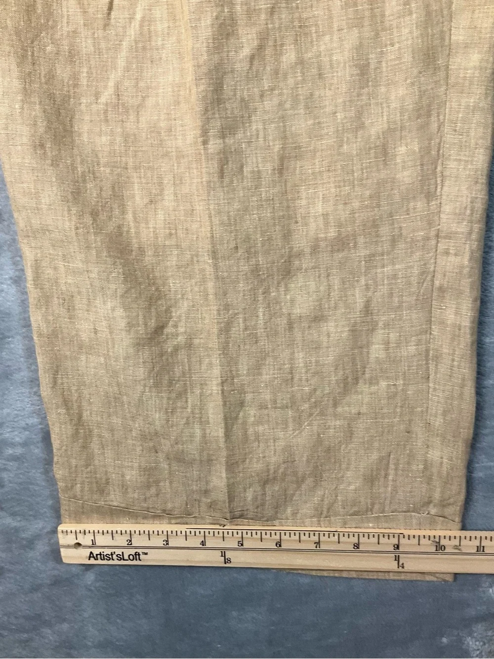 VTG Prestige Linen Pants Men’s 44 Tan Pleated Cuffed Preppy 25” Inseam Summer